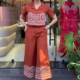 JALTHER Geometric printed Shirt Collar Pure Cotton Shirt With Trousers-2