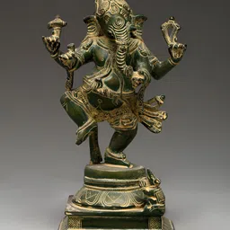 Exotic India Green & Grey Lord Ganesha Religious Idol Showpiece-image-52