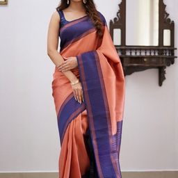 CaniBani Blue Silk Blend Banarasi Sarees-picture-31