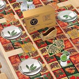 PRAKARTIK 13-Pcs Green & Red Printed Table Placemats&Coasters-15