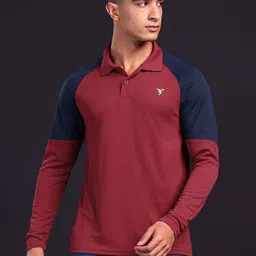 Technosport Men Colourblocked Polo Collar Anti Static Slim Fit T-shirt-image-16