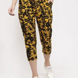 J Style Girls Floral Printed Urban Slim Slim Fit Pleated Three-Fourth Length Trousers-image-18