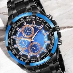 SZN Men Embellished Dial & Stainless Steel Straps Analogue Watch Blue ring Black Chrono-18