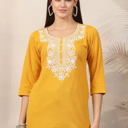Clora Creation Women Floral Embroidered Thread Work Woollen Kurta-image-73