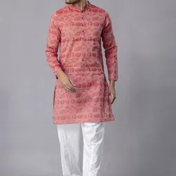 HERE&NOW Men Ethnic Motifs Printed Regular Kurta with Pyjamas-17