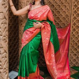 CaniBani Green Silk Blend Banarasi Sarees-picture-10