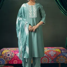 SANISA Women Floral Embroidered Kurta with Trousers & Dupatta-picture-49