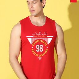 WOOSTRO Pack Of 2 Printed Combed Cotton Gym Vests VWS26(98 RED)(RUN RED)-image-95
