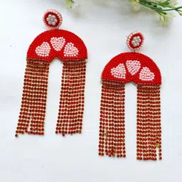 Crunchy Fashion Artificial Stones Studded & Beaded Contemporary Drop Earrings-image-91