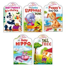 Sawan Story Books Baby Animals Series Panda Elephant Puppy Hippo Kitty Set of 5 - English-22