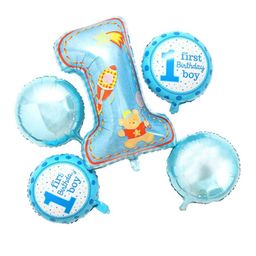 Shopperskart First Birthday Foil Balloon Pack of 5 - Blue-image-88