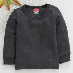 Babyhug Full Sleeves Thermal Vest With Shoulder Button - Dark Grey-image-0