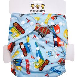 Abracadabra Reusable Diaper With Construction Print - Blue-15