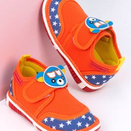 Cute walk by Babyhug Casual Musical Shoes Bear Patch - Orange-image-42