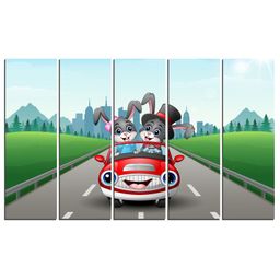 Wens Racing Cars 5 Panels Velvet Laminated Wall Art - Multicolour-picture-17