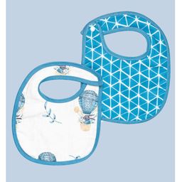 Theoni Organic Cotton Muslin 3 Layered Bibs Bunny Print Pack of 2 - Blue-25