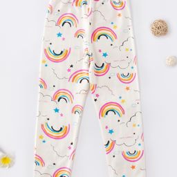 Kookie Kids Full Length Leggings Rainbow Print - White-image-33