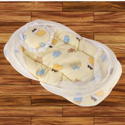Mittenbooty Cotton Mosquito Net With Attached Bedding Set Ice Cream Print - Yellow-1