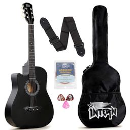 Intern INT-38C-L-BK Left Hand Acoustic Guitar Kit - Black-21