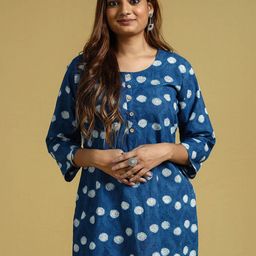 iTokri Floral Printed Round Neck Straight Short Kurti-image-8