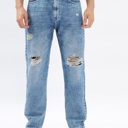 COLOR HUNT Men Comfort Mildly Distressed Light Fade Jeans-image-54