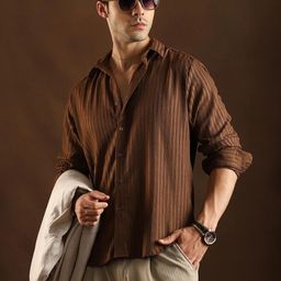 Moda Rapido Men Vertical Striped Spread Collar Casual Shirt-picture-28