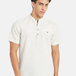 METTLE Striped Short Sleeves Mandarin Collar Cotton Opaque Regular Fit Casual Shirt-image-39