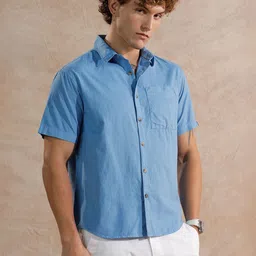 WROGN Men Comfort Relaxed Fit Solid Spread Collar Cotton Casual Shirt-picture-48