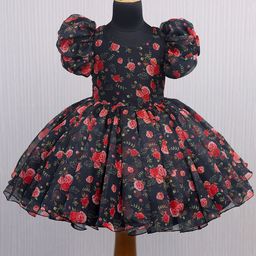 Li & Li Boutique Girls Floral Printed Fit & Flare Knee Length Dress-image-98