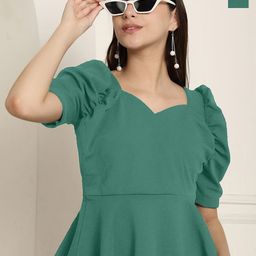 Tromko Women Pack Of 2 Puff Sleeves Peplum Top-image-88
