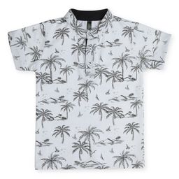earth conscious Boys Floral Printed Mandarin Collar Tropical Pure Cotton Pockets T-shirt-image-30