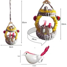 The Shine Store Artificial Bird Nest with Grass Jute Hanging Nest Showpiece image 4
