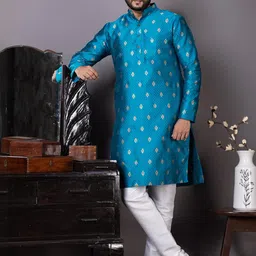 PulseIQ Men Jacquard Straight Kurtas-image-63