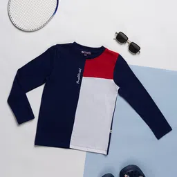 Purple United Kids Boys Colourblocked Henley Neck T-shirt-image-56