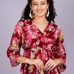 HIGHLIGHT FASHION EXPORT Women Floral Printed V-Neck Top-picture-25