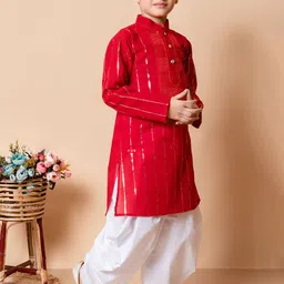 NFC CREATION Boys Embroidered Regular Sequinned Kurta with Patiala image 3