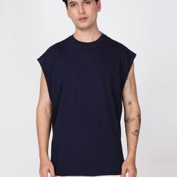 Bene Kleed Solid Sleeveless Round Neck Oversized Pure Cotton T-Shirt-image-87