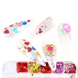 The Pink Truck Set Of 12 Grid Heart Glitter & Sequin Nail Art-15