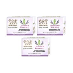 NATURE LEAGUE Set Of 3 Lavender & Rosemary Soap With Vitamin E - 100 g Each-image-67