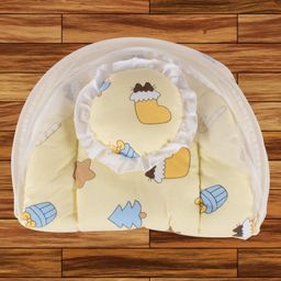 Mittenbooty Cotton Mosquito Net With Attached Bedding Set Ice Cream Print - Yellow image 2