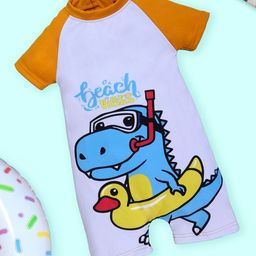 KiddoPanti Boys Printed Round Neck Swim Bodysuit-54
