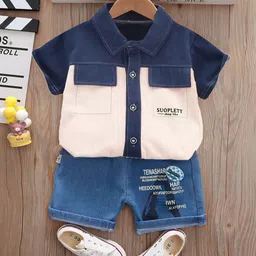 BAESD Boys Colourblocked Pure Cotton Shirt With Shorts-image-51