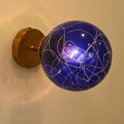 SOMIL Blue & White Printed Glass Spherical Shaped Wall Lamp-image-35