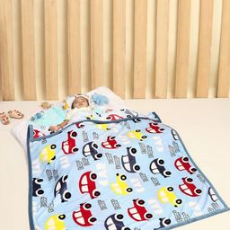 Monte Carlo Blue & Red Conversational Printed Mild Winter 600 GSM Single Bed Blanket-image-40