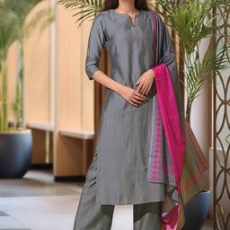 Aaghnya Women Ethnic Motifs Solid Kurta with Palazzo & Dupatta-image-44