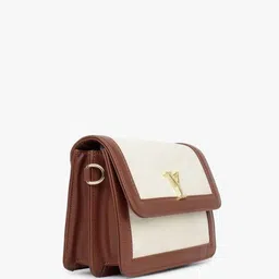 yelloe Colourblocked Structured Sling Bag with Applique image 2