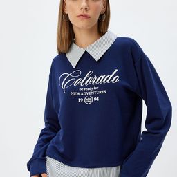 Koton Women Shirt Collar Printed Sweatshirt-picture-7