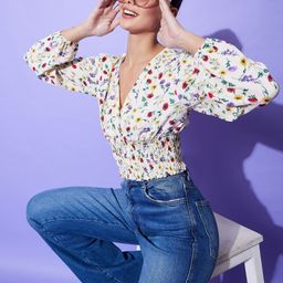 Chemistry Floral Print Crepe Tank Crop Top-image-89