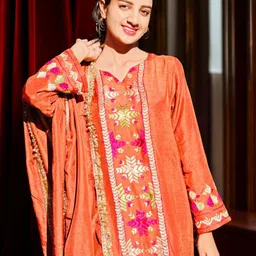 Phulkari Forever Women Geometric Embroidered Phulkari Pure Silk Handloom Phulkari Kurti-image-47