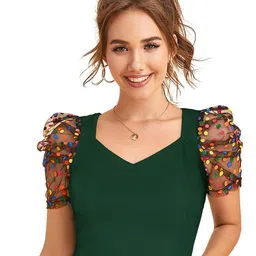 S.K.C Sweetheart Neck Puff Sleeve Top-picture-14
